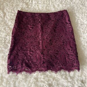 Marciano Burgundy Lace Mini Skirt